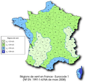 Régions de vent Eurocode 1