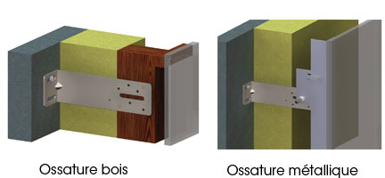 Fixation verticale bardage bois et métallique